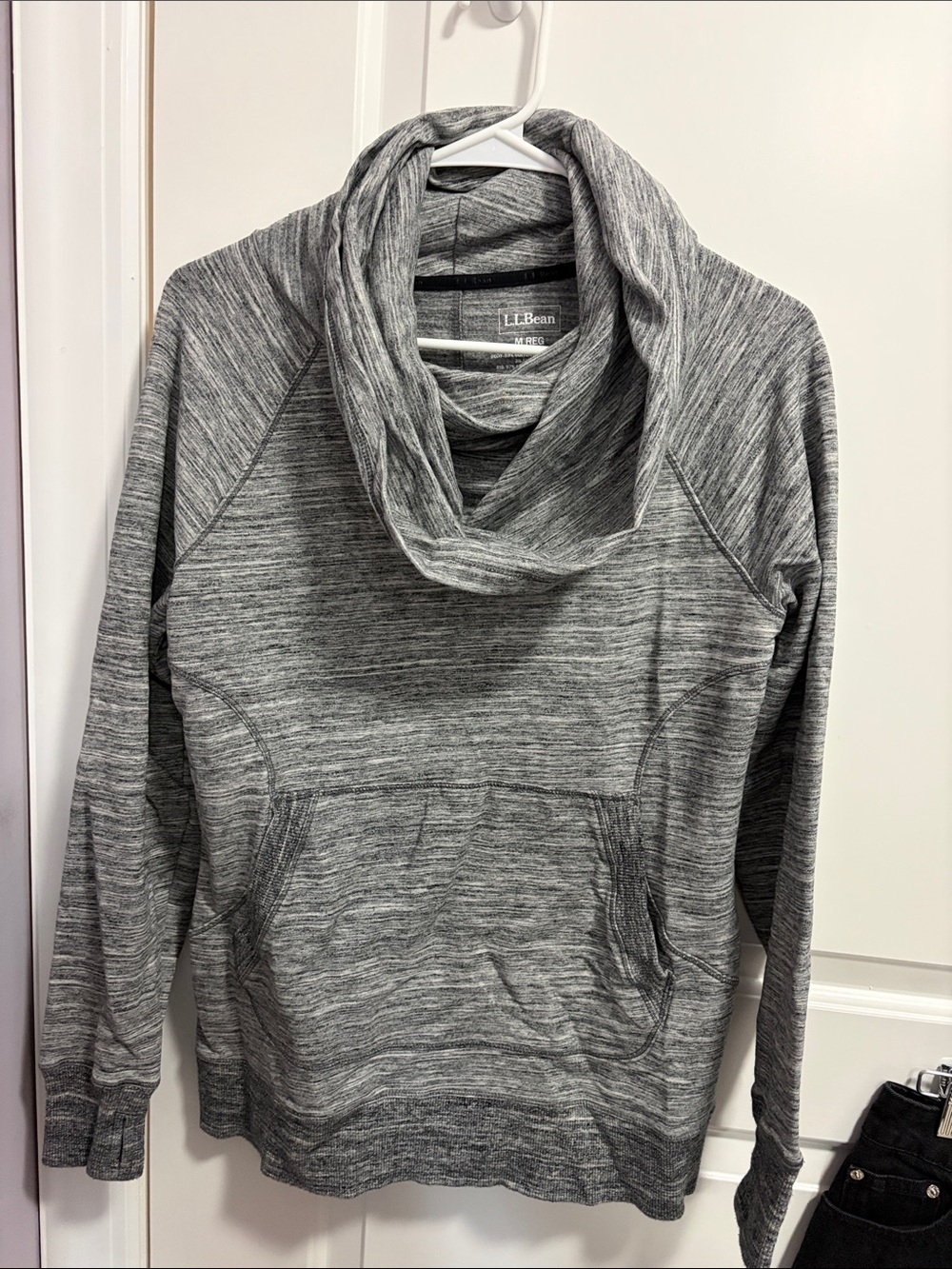 L.L. Bean Heather Gray Cowl Neck Pullover Sweater